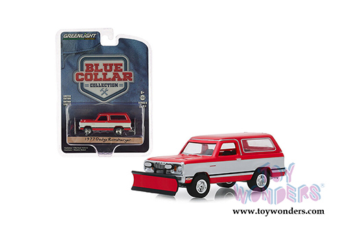 Greenlight - Blue Collar Collection Series 6 | Dodge Ramcharger with Snow Plow (1977, 1/64 scale diecast model car, Red w/White) 35140C/48