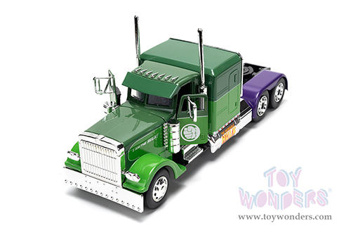 Jada Toys - Hollywood Rides | Peterbilt® 379 Truck Tractor The Incredible Hulk™ "Marvel Avengers" (1992, 1/24 diecast model car, Green/Purple) 35179/2