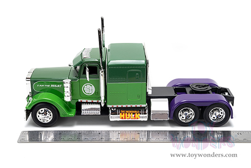 Jada Toys - Hollywood Rides | Peterbilt® 379 Truck Tractor The Incredible Hulk™ "Marvel Avengers" (1992, 1/24 diecast model car, Green/Purple) 35179/2