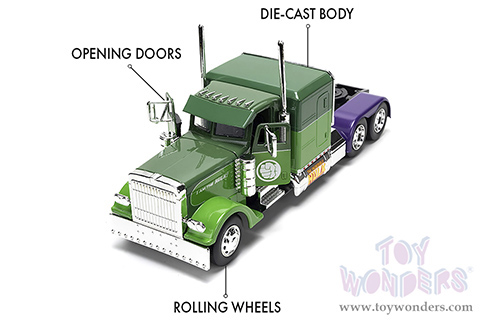 Jada Toys - Hollywood Rides | Peterbilt® 379 Truck Tractor The Incredible Hulk™ "Marvel Avengers" (1992, 1/24 diecast model car, Green/Purple) 35179/2