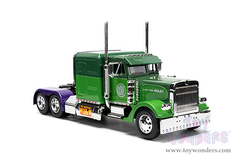 Jada Toys - Hollywood Rides | Peterbilt® 379 Truck Tractor The Incredible Hulk™ "Marvel Avengers" (1992, 1/24 diecast model car, Green/Purple) 35179/2