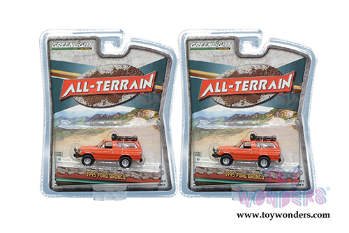 Greenlight - All Terrain Series 11 | Ford Bronco Sport with Off-Road Parts (1995, 1/64 scale diecast model car, Orange) 35190D/48
