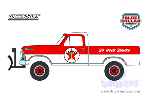 Greenlight - Blue Collar Collection Series 9 | Ford F-250 with Snow Plow Texaco Service (1968, 1/64 scale diecast model car, Red/White) 35200A/48