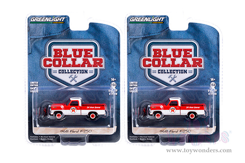 Greenlight - Blue Collar Collection Series 9 | Ford F-250 with Snow Plow Texaco Service (1968, 1/64 scale diecast model car, Red/White) 35200A/48