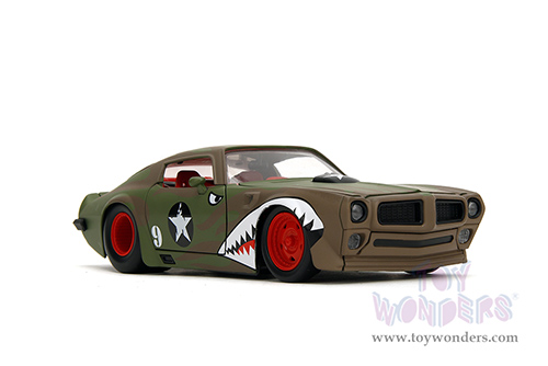 Jada Toys Bigtime Muscle - Pontiac® Firebird® #9 Hardtop (1972, 1/24 scale diecast model car, Green Camouflage/w Flames) 35212