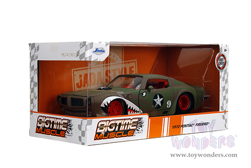 Jada Toys Bigtime Muscle - Pontiac® Firebird® #9 Hardtop (1972, 1/24 scale diecast model car, Green Camouflage/w Flames) 35212