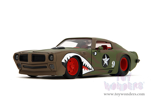 Jada Toys Bigtime Muscle - Pontiac® Firebird® #9 Hardtop (1972, 1/24 scale diecast model car, Green Camouflage/w Flames) 35212