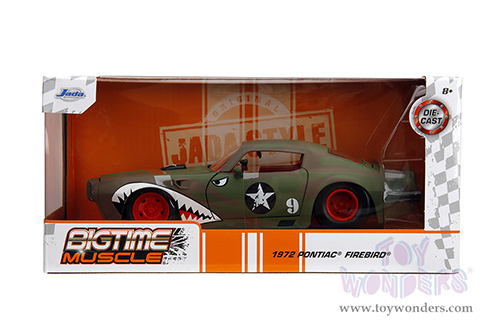 Jada Toys Bigtime Muscle - Pontiac® Firebird® #9 Hardtop (1972, 1/24 scale diecast model car, Green Camouflage/w Flames) 35212