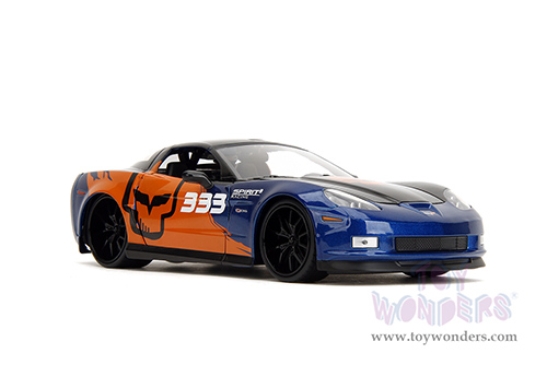 Jada Toys Bigtime Muscle - Chevrolet® Corvette® Z06 #333 "Spirit Racing" (2006, 1/24 scale diecast model car, Blue/Orange) 35213