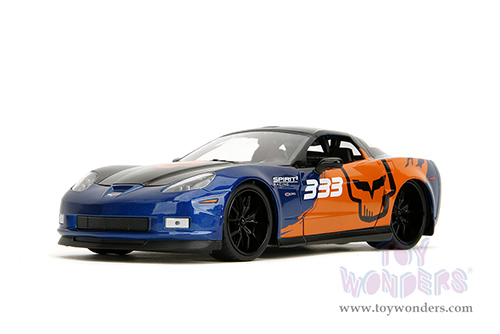 Jada Toys Bigtime Muscle - Chevrolet® Corvette® Z06 #333 "Spirit Racing" (2006, 1/24 scale diecast model car, Blue/Orange) 35213