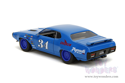 Jada Toys Bigtime Muscles - Plymouth GTX #34 Hardtop (1972, 1/24 scale diecast model car, Blue) 35218