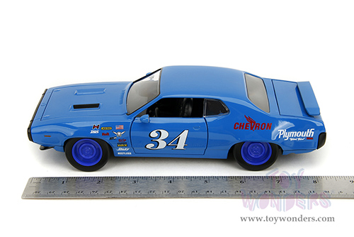 Jada Toys Bigtime Muscles - Plymouth GTX #34 Hardtop (1972, 1/24 scale diecast model car, Blue) 35218