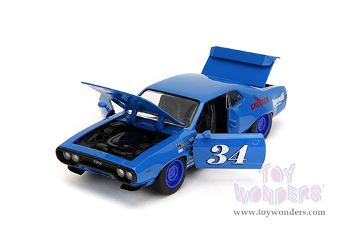 Jada Toys Bigtime Muscles - Plymouth GTX #34 Hardtop (1972, 1/24 scale diecast model car, Blue) 35218