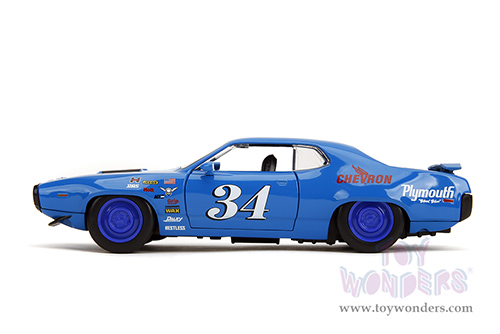 Jada Toys Bigtime Muscles - Plymouth GTX #34 Hardtop (1972, 1/24 scale diecast model car, Blue) 35218