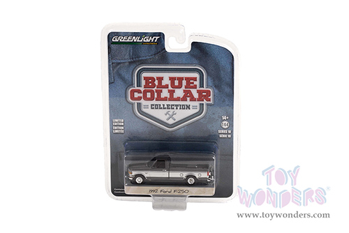 Greenlight - Blue Collar Collection Series 10 | Ford F-250 Pickup Truck (1992, 1/64 scale diecast model car, Dark Gray Metallic with Silver Sides) 35220D/48
