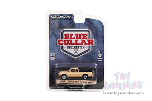Greenlight - Blue Collar Collection Series 11 | Chevrolet&reg; S-10 Durango with Bed Cover (1983, 1/64 scale diecast model car, Tan/Brown stripes) 35240C/48
