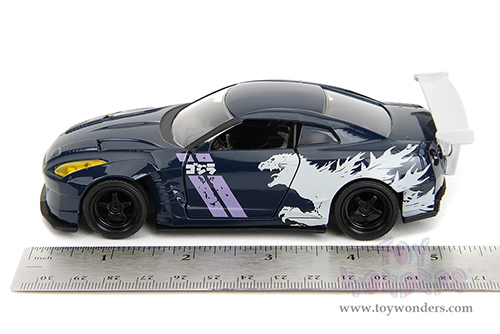 Jada Toys - Hollywood Rides | Nissan GT-R (R35) Ben Sopra "GODZILLA " (2009, 1/32 scale diecast model car, Dark Blue/White) 35295