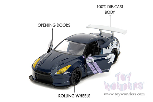 Jada Toys - Hollywood Rides | Nissan GT-R (R35) Ben Sopra "GODZILLA " (2009, 1/32 scale diecast model car, Dark Blue/White) 35295