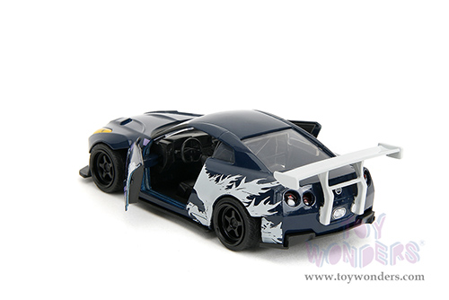 Jada Toys - Hollywood Rides | Nissan GT-R (R35) Ben Sopra "GODZILLA " (2009, 1/32 scale diecast model car, Dark Blue/White) 35295