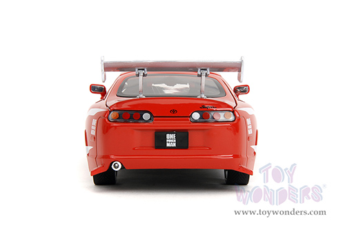 Jada Toys - Hollywood Rides | Toyota Supra with Saitama Diecast Figure "One Punch Man" (2015-2019) TV Series (1995, 1/24, diecast model car, Red) 35347