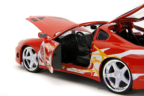 Jada Toys - Hollywood Rides | Toyota Supra with Saitama Diecast Figure "One Punch Man" (2015-2019) TV Series (1995, 1/24, diecast model car, Red) 35347