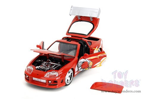 Jada Toys - Hollywood Rides | Toyota Supra with Saitama Diecast Figure "One Punch Man" (2015-2019) TV Series (1995, 1/24, diecast model car, Red) 35347