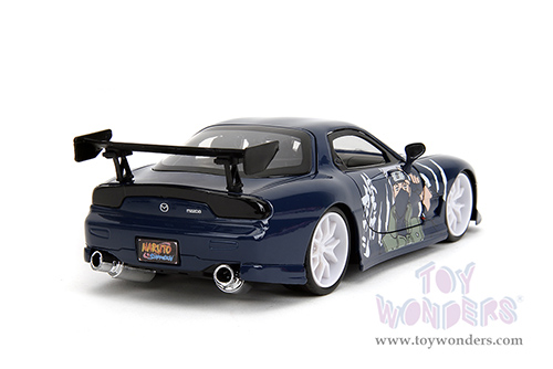 Jada Toys - Hollywood Rides | Mazda RX-7 with Kakashi Hatake Diecast Figure "Naruto Shippuden" (1993, 1/24, diecast model car, Dark Blue) 35349
