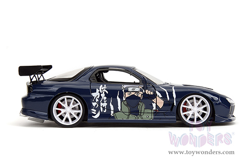 Jada Toys - Hollywood Rides | Mazda RX-7 with Kakashi Hatake Diecast Figure "Naruto Shippuden" (1993, 1/24, diecast model car, Dark Blue) 35349