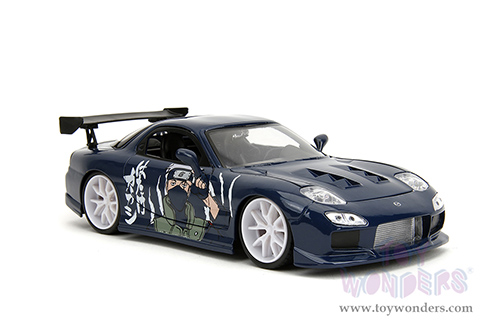 Jada Toys - Hollywood Rides | Mazda RX-7 with Kakashi Hatake Diecast Figure "Naruto Shippuden" (1993, 1/24, diecast model car, Dark Blue) 35349