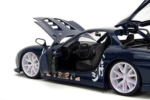Jada Toys - Hollywood Rides | Mazda RX-7 with Kakashi Hatake Diecast Figure "Naruto Shippuden" (1993, 1/24, diecast model car, Dark Blue) 35349