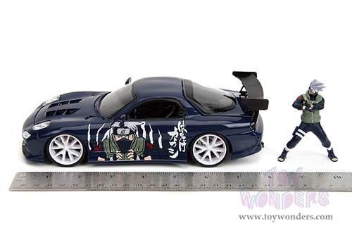 Jada Toys - Hollywood Rides | Mazda RX-7 with Kakashi Hatake Diecast Figure "Naruto Shippuden" (1993, 1/24, diecast model car, Dark Blue) 35349