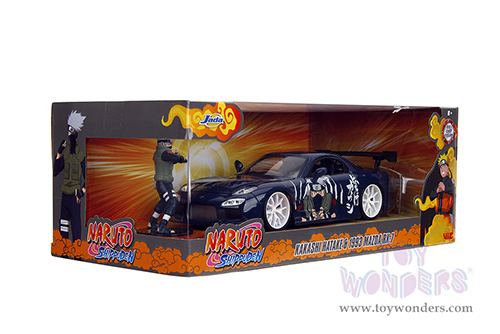 Jada Toys - Hollywood Rides | Mazda RX-7 with Kakashi Hatake Diecast Figure "Naruto Shippuden" (1993, 1/24, diecast model car, Dark Blue) 35349