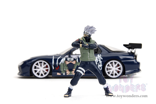 Jada Toys - Hollywood Rides | Mazda RX-7 with Kakashi Hatake Diecast Figure "Naruto Shippuden" (1993, 1/24, diecast model car, Dark Blue) 35349
