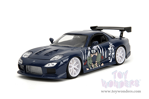 Jada Toys - Hollywood Rides | Mazda RX-7 with Kakashi Hatake Diecast Figure "Naruto Shippuden" (1993, 1/24, diecast model car, Dark Blue) 35349