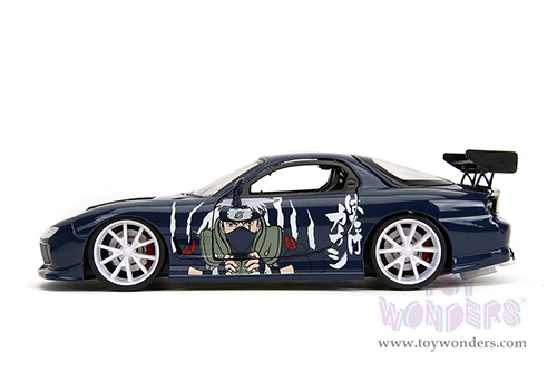 Jada Toys - Hollywood Rides | Mazda RX-7 with Kakashi Hatake Diecast Figure "Naruto Shippuden" (1993, 1/24, diecast model car, Dark Blue) 35349