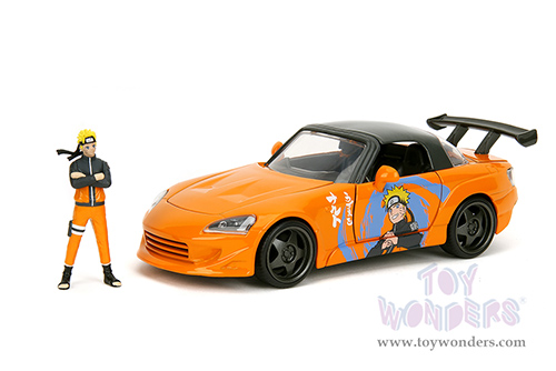 Jada Toys - Hollywood Rides | Honda S2000 with Naruto Diecast Figure "Naruto Shippuden" (2001, 1/24, diecast model car, Orange/Gray) 35351