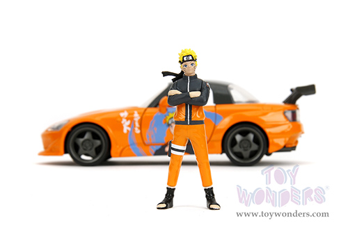 Jada Toys - Hollywood Rides | Honda S2000 with Naruto Diecast Figure "Naruto Shippuden" (2001, 1/24, diecast model car, Orange/Gray) 35351