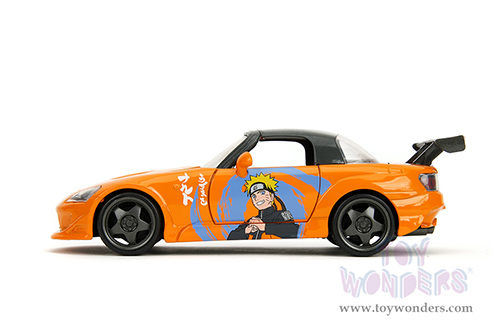 Jada Toys - Hollywood Rides | Honda S2000 with Naruto Diecast Figure "Naruto Shippuden" (2001, 1/24, diecast model car, Orange/Gray) 35351
