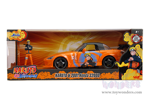 Jada Toys - Hollywood Rides | Honda S2000 with Naruto Diecast Figure "Naruto Shippuden" (2001, 1/24, diecast model car, Orange/Gray) 35351