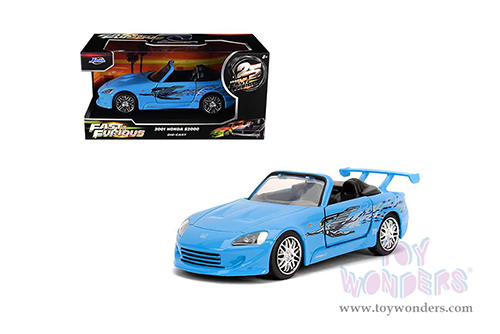 Jada Toys Fast & Furious - Honda S2000 Convertible "Fast & Furious Remix - 25th Anniversary" (2001, 1/32 scale diecast model car, Blue) 35397