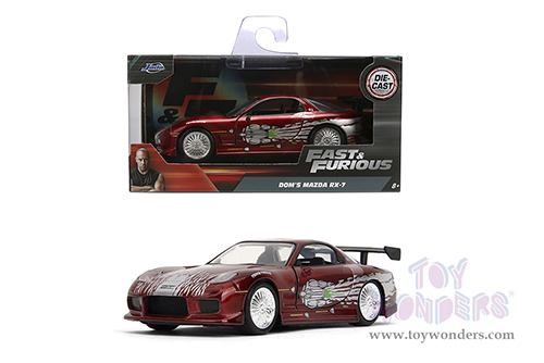 Jada Toys Fast & Furious - Dom's Mazda RX-7 (1995, 1/32 scale diecast model car, Candy Red) 35400