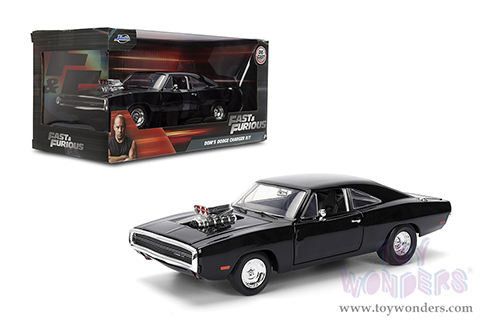 Jada Toys Fast & Furious - Dom's Dodge Charger R/T "F9" (1970, 1/24 scale diecast model car, Black) 35424