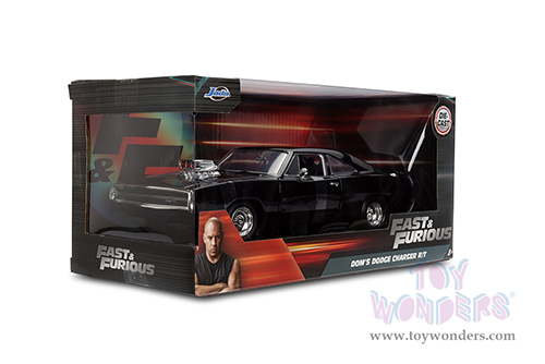 Jada Toys Fast & Furious - Dom's Dodge Charger R/T "F9" (1970, 1/24 scale diecast model car, Black) 35424