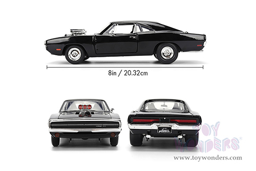 Jada Toys Fast & Furious - Dom's Dodge Charger R/T "F9" (1970, 1/24 scale diecast model car, Black) 35424
