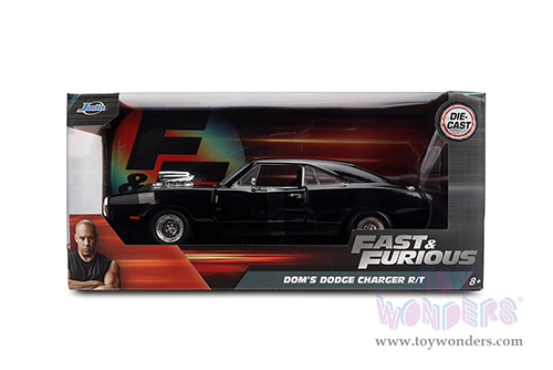 Jada Toys Fast & Furious - Dom's Dodge Charger R/T "F9" (1970, 1/24 scale diecast model car, Black) 35424