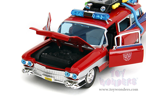 Jada Toys - Hollywood Rides | Ghostbusters™ Ecto-1™ Cadillac Ambulance TRANSFORMERS® Mash-up (1959, 1/24 scale diecast model car, Red) 35466