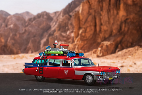 Jada Toys - Hollywood Rides | Ghostbusters™ Ecto-1™ Cadillac Ambulance TRANSFORMERS® Mash-up (1959, 1/24 scale diecast model car, Red) 35466