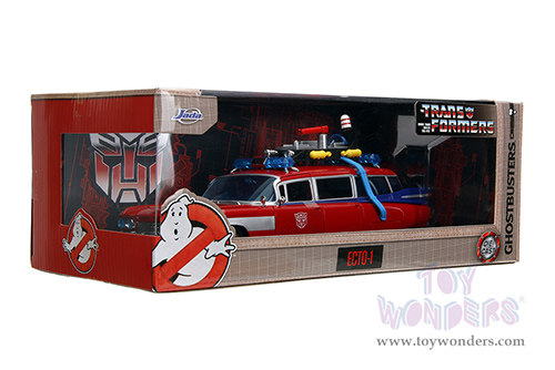 Jada Toys - Hollywood Rides | Ghostbusters™ Ecto-1™ Cadillac Ambulance TRANSFORMERS® Mash-up (1959, 1/24 scale diecast model car, Red) 35466
