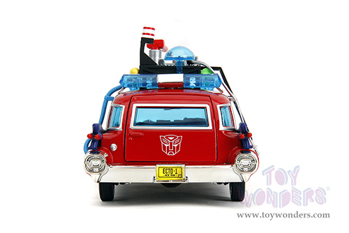 Jada Toys - Hollywood Rides | Ghostbusters™ Ecto-1™ Cadillac Ambulance TRANSFORMERS® Mash-up (1959, 1/24 scale diecast model car, Red) 35466