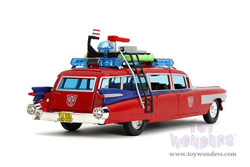 Jada Toys - Hollywood Rides | Ghostbusters™ Ecto-1™ Cadillac Ambulance TRANSFORMERS® Mash-up (1959, 1/24 scale diecast model car, Red) 35466